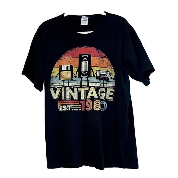 Vintage Est. 1980 Short Sleeve Shirt Large - Picture 1 of 9